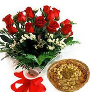 - Mười bó hoa hồng đỏ kèm 0,5kg các loại hạt khô (hạt hỗn hợp) - Hoa Tươi Dubai