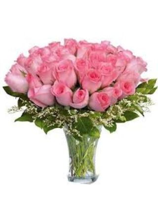 Rosas De Color Rosa En El Florero De 100 Colores - Flores Frescas Dubái