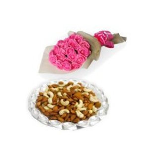 24 Mazzo Di Rose Rosa Da 1 Kg Misto Dryfruits - Fiori Freschi Dubai