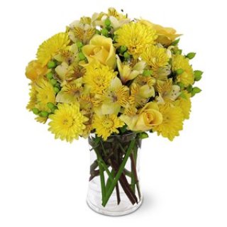 Halo-halong Dilaw na Bulaklak sa Lagayan na may 24 na Bulaklak - Sariwang Bulaklak Dubai
