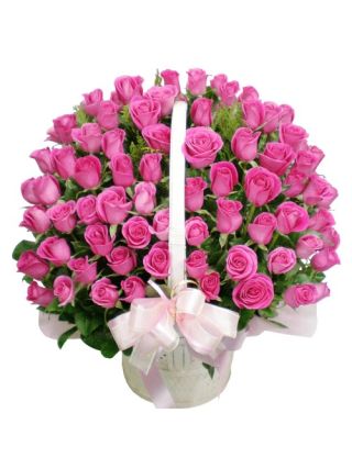 Kikapu cha Waridi Pink 100 - Maua Mapya Dubai