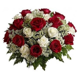 SIGNOR 21 ROSSO BOUQUET DI ROSE BIANCHE  - Fiori Freschi Dubai