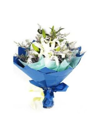 یک دسته گل از 12 روشن نیلوفرهای سفید - گل تازه دبی