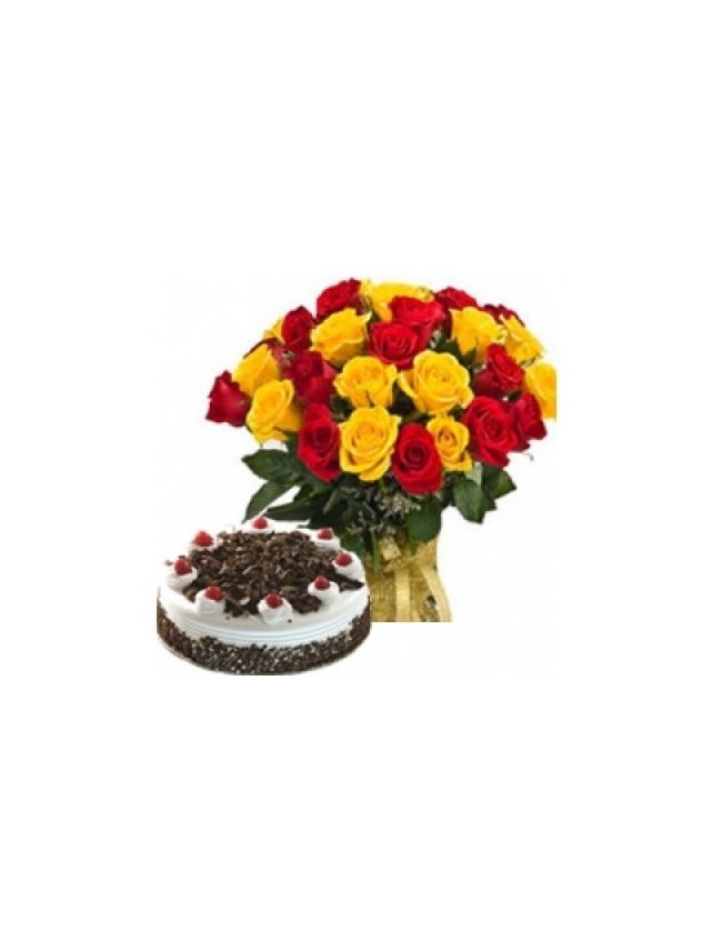 30 ROSE (COLORI MISTI) CON 500 G DI TORTA