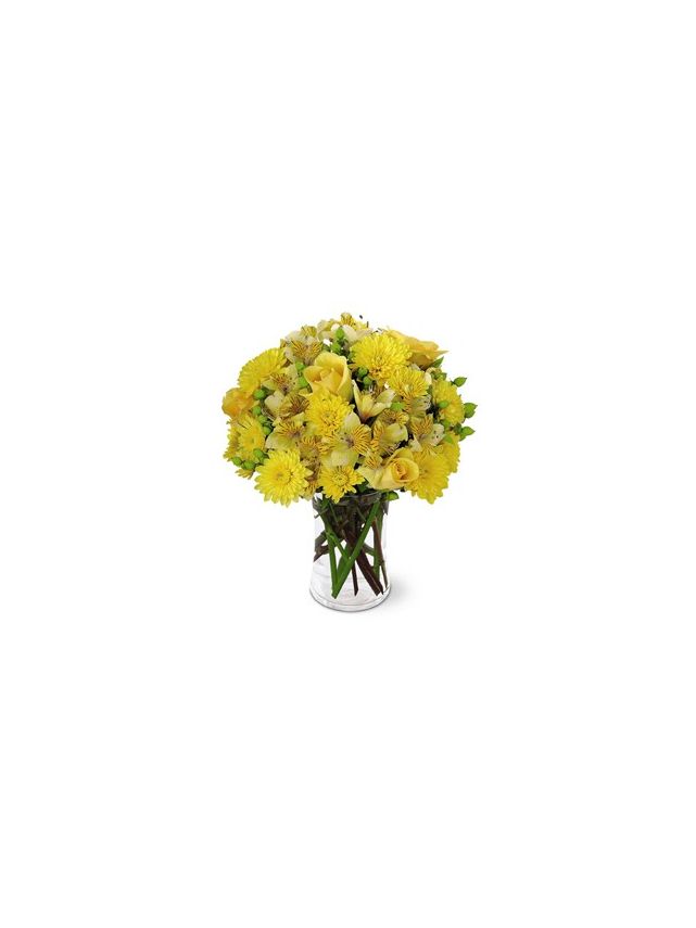 La combinación de flores amarillas en el florero, 24 colores