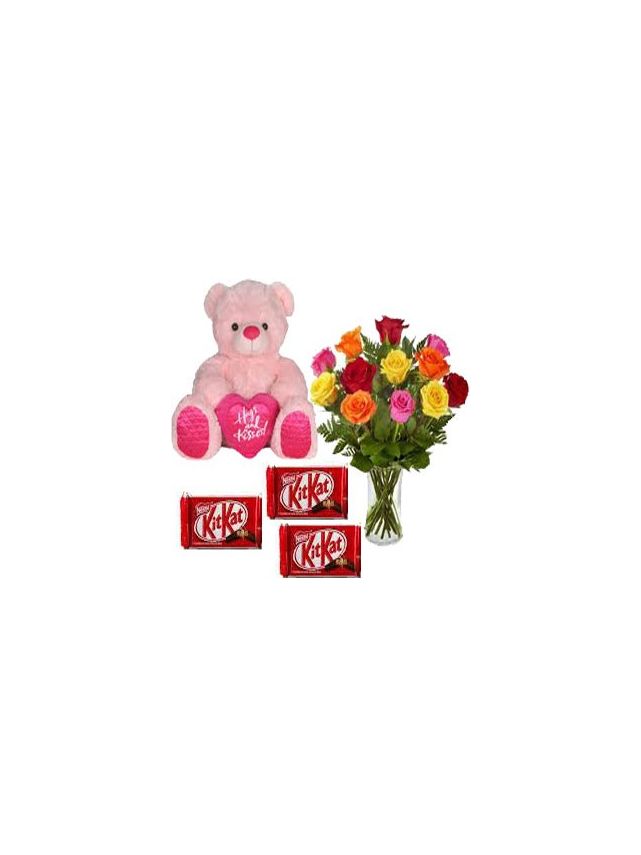 La combinación de las rosas en un florero de 24 colores de 6 pulgadas de peluche y 24 de nestlé keith Cat bares
